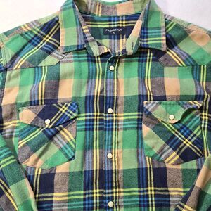 Pashartuk Mens XL Plaid Long Sleeve Pearl Snap Button Up Flannel Shirt Multi- Co